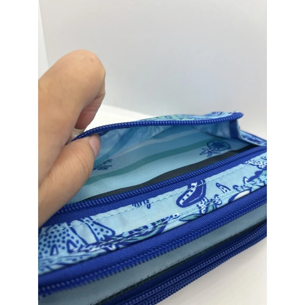 NWT Lug long Splits Compact RFID Wallet wristlet blue ocean starfish turtles